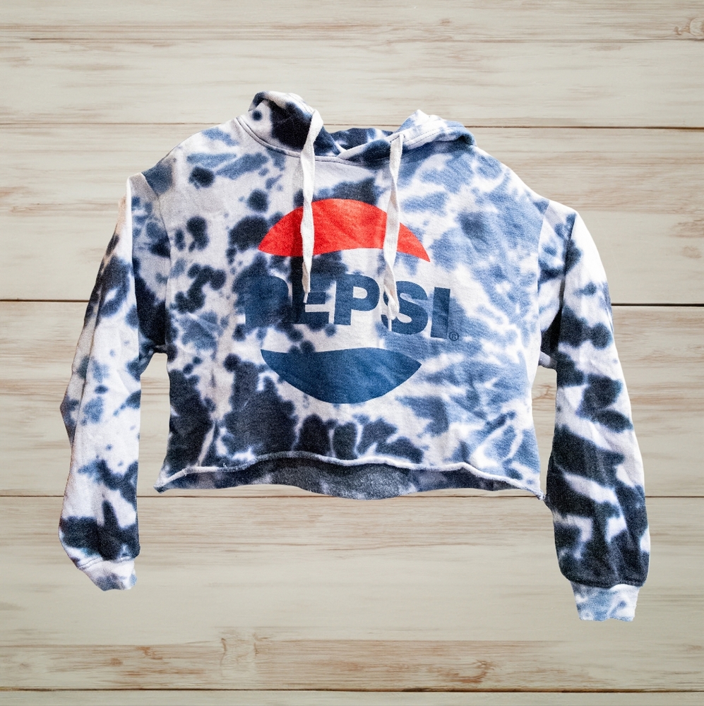 Pepsi Cropped Tie Dye Hoodie
